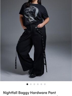 Torrid Nightfall strappy y2k baggy hardware pants goth emo 14 black